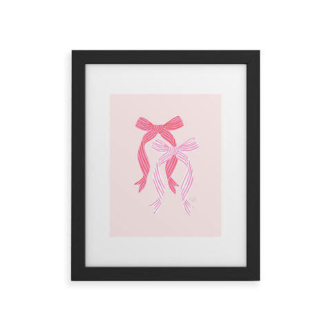 KrissyMast Striped Bows in Pinks Framed Art Print