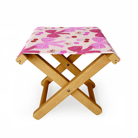 KrissyMast Striped Bows with Cherries Folding Stool