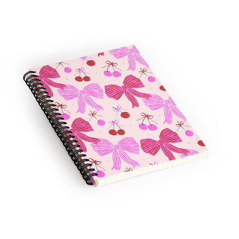 KrissyMast Striped Bows with Cherries Spiral Notebook