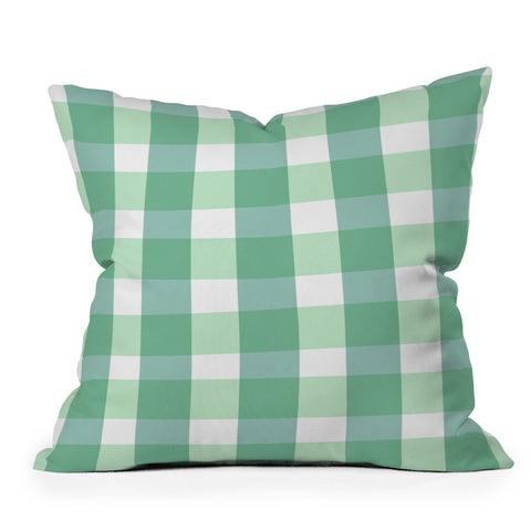 Lane and Lucia Green Gingham Outdoor Throw Pillow
