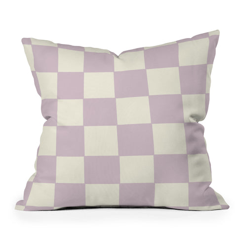 Lane and Lucia Lilac Check Pattern Outdoor Throw Pillow