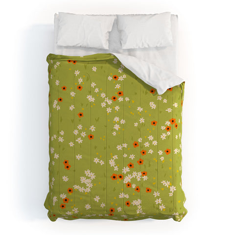 Lane and Lucia Orange Poppies and Wildflowers Comforter