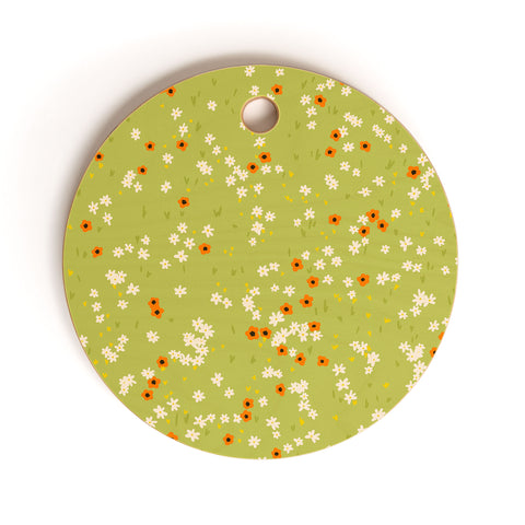 Lane and Lucia Orange Poppies and Wildflowers Cutting Board Round