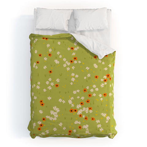 Lane and Lucia Orange Poppies and Wildflowers Duvet Cover
