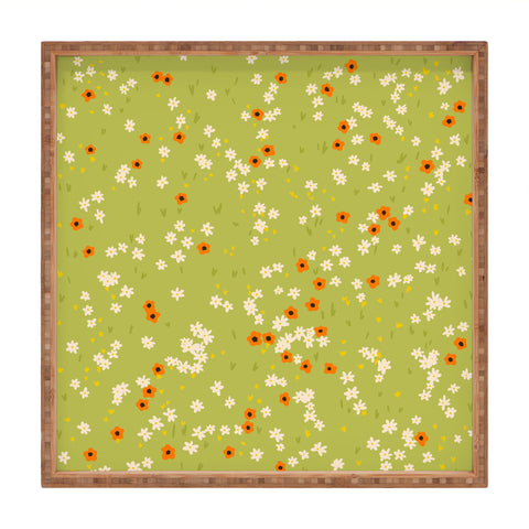 Lane and Lucia Orange Poppies and Wildflowers Square Tray