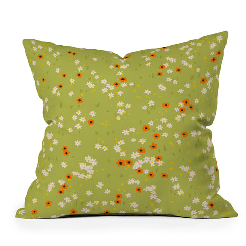 Lane and Lucia Orange Poppies and Wildflowers Throw Pillow