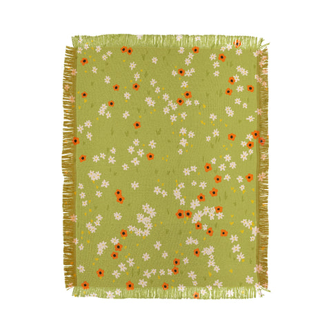 Lane and Lucia Orange Poppies and Wildflowers Throw Blanket