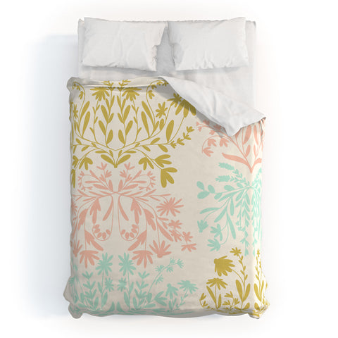 Lane and Lucia Pastel Wildflower Damask Duvet Cover