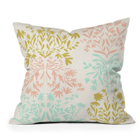 Lane and Lucia Pastel Wildflower Damask Outdoor Throw Pillow