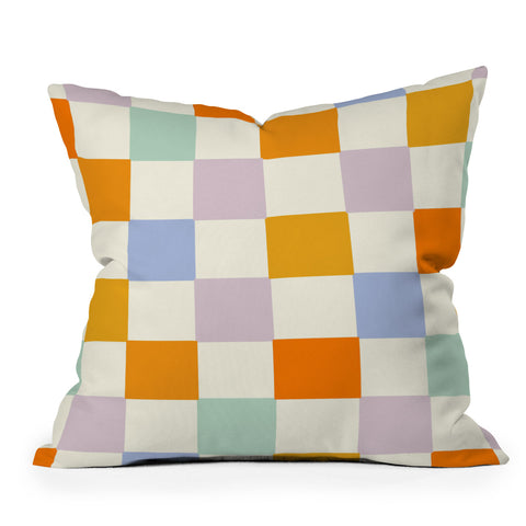 Lane and Lucia Rainbow Check Pattern Outdoor Throw Pillow