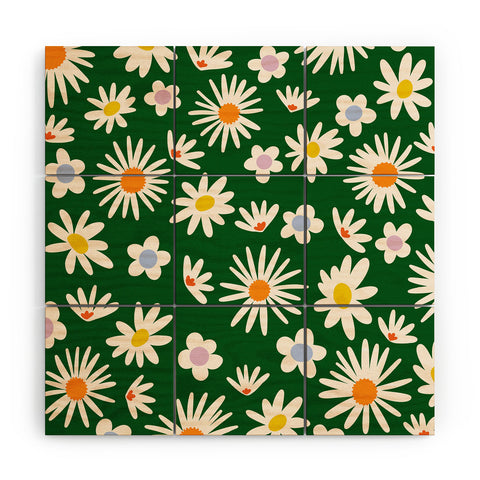 Lane and Lucia Rainbow Vintage Daisies Wood Wall Mural