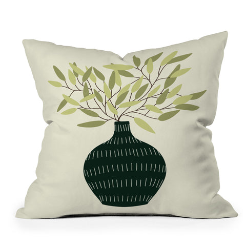 Lane and Lucia Vase 25 with Olive Branches Outdoor Throw Pillow