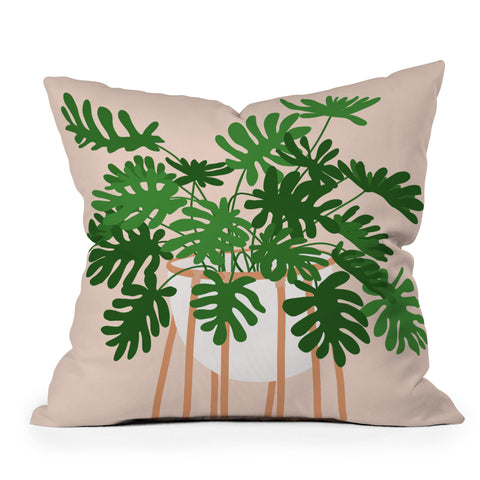 Lane and Lucia Vase no 26 with Tropical Plant Outdoor Throw Pillow