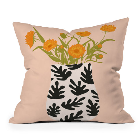 Lane and Lucia Vase no 28 with Heliopsis Outdoor Throw Pillow