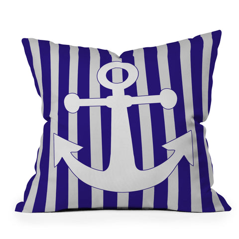 Lara Kulpa Navy Anchor Outdoor Throw Pillow