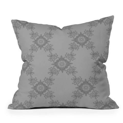 Lara Kulpa Ornamental Grey Outdoor Throw Pillow