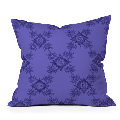 Lara Kulpa Ornamental Purple Outdoor Throw Pillow