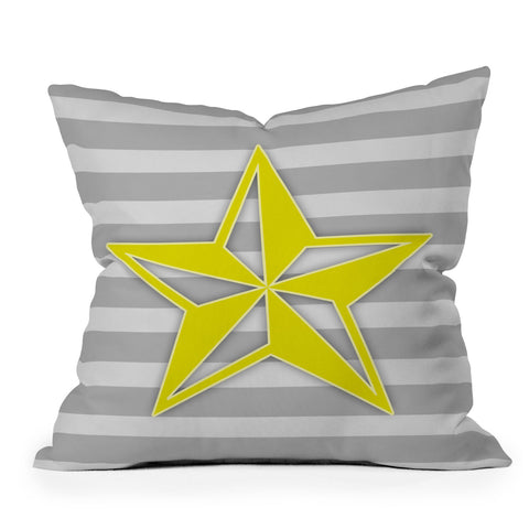 Lara Kulpa Yellow Star Outdoor Throw Pillow