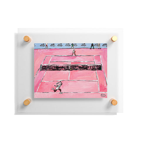 Lara Lee Meintjes Womens Tennis Match on Pink Floating Acrylic Print
