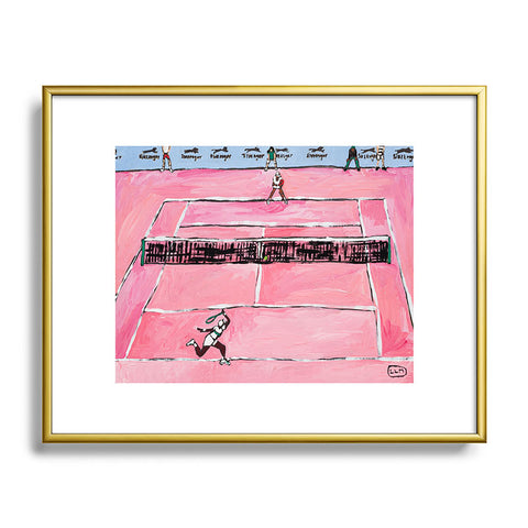 Lara Lee Meintjes Womens Tennis Match on Pink Metal Framed Art Print
