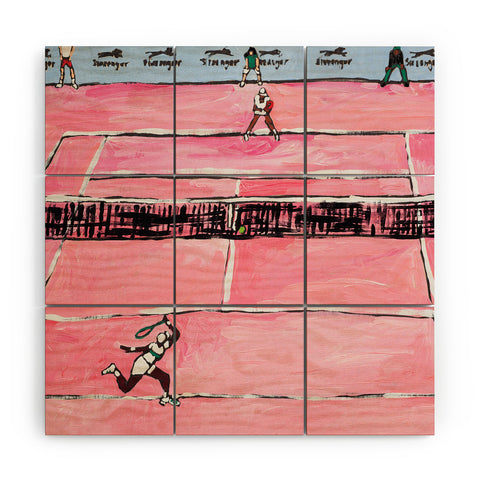 Lara Lee Meintjes Womens Tennis Match on Pink Wood Wall Mural