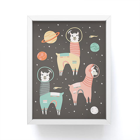 Lathe & Quill Astronaut Llamas in Space Framed Mini Art Print