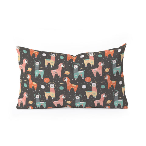 Lathe & Quill Astronaut Llamas in Space Oblong Throw Pillow