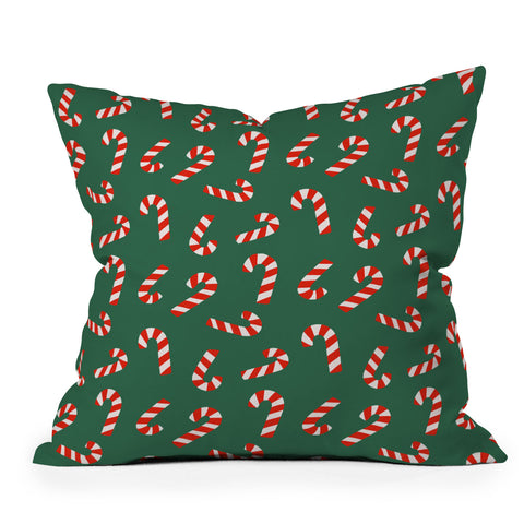 Lathe & Quill Candy Canes Green Throw Pillow