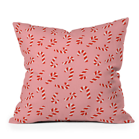 Lathe & Quill Candy Canes Pink Throw Pillow