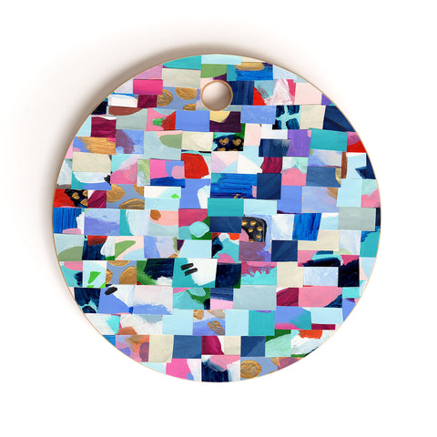 Laura Fedorowicz Fabulous Collage Blue Cutting Board Round