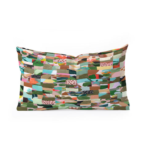 Laura Fedorowicz Fabulous Collage Green Oblong Throw Pillow