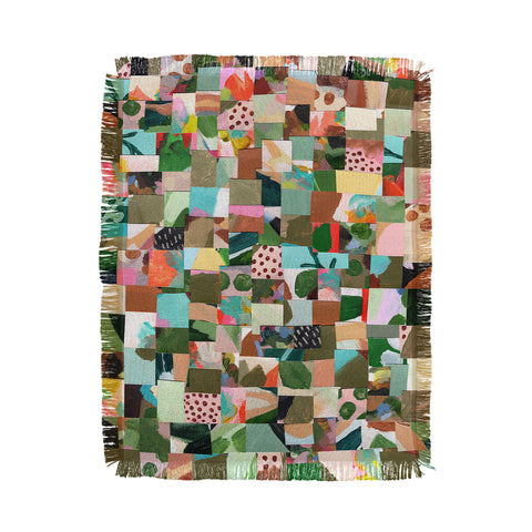 Laura Fedorowicz Fabulous Collage Green Throw Blanket