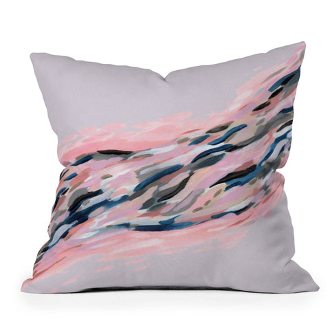 Laura Fedorowicz Pink Flutter on Grey Outdoor Throw Pillow
