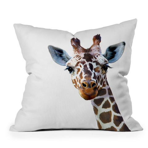 Laura Graves Giraffe I Outdoor Throw Pillow