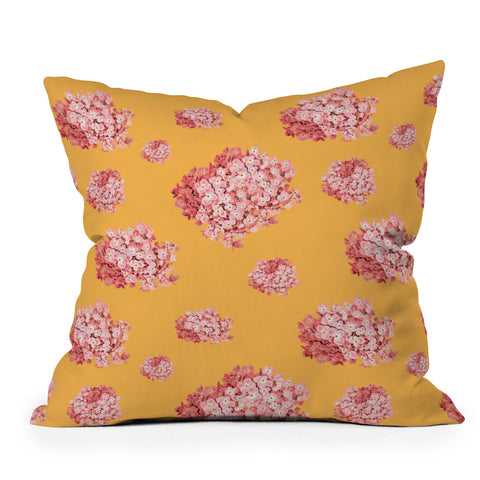 Laura Redburn Hydrangea Orange Outdoor Throw Pillow