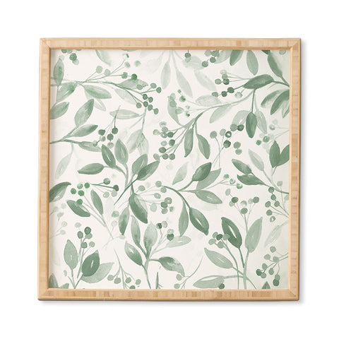 Laura Trevey Berries and Leaves Mint Framed Wall Art