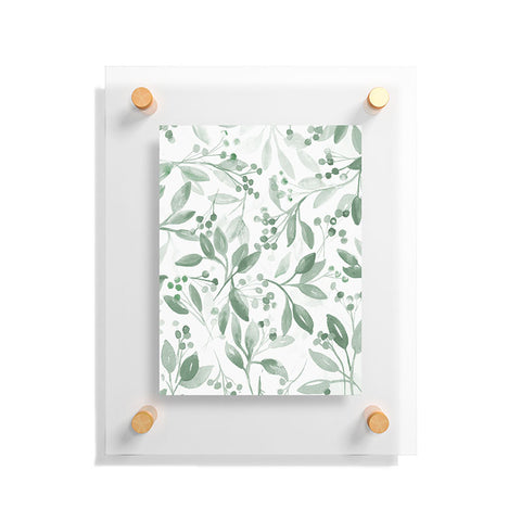 Laura Trevey Berries and Leaves Mint Floating Acrylic Print