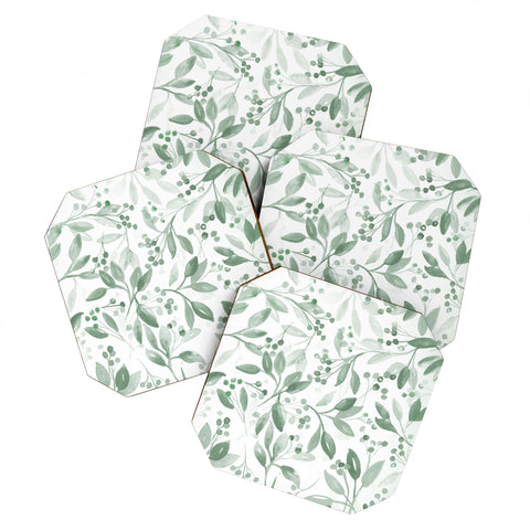 Laura Trevey Berries and Leaves Mint Coaster Set