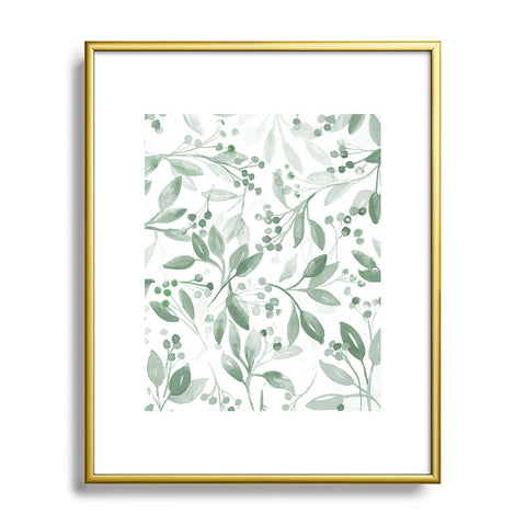 Laura Trevey Berries and Leaves Mint Metal Framed Art Print