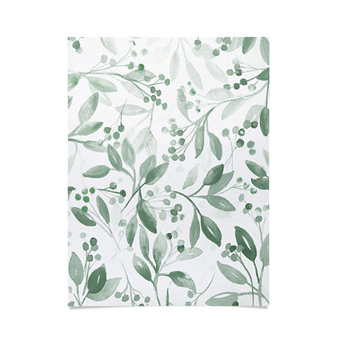 Laura Trevey Berries and Leaves Mint Poster