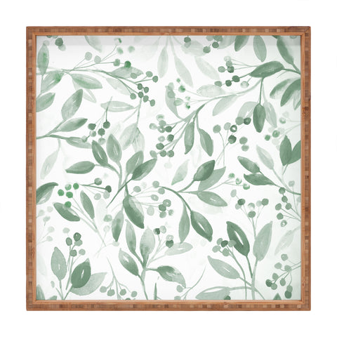 Laura Trevey Berries and Leaves Mint Square Tray