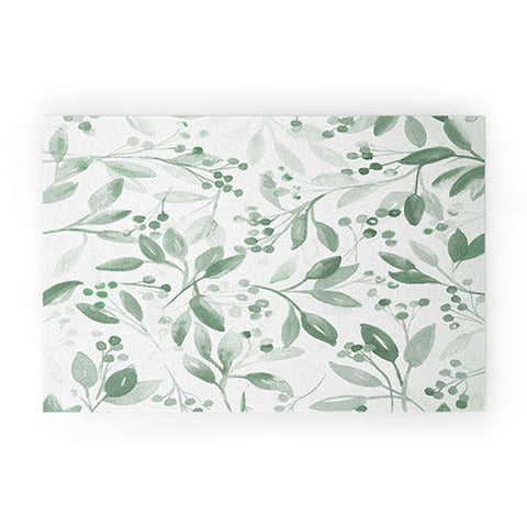 Laura Trevey Berries and Leaves Mint Welcome Mat