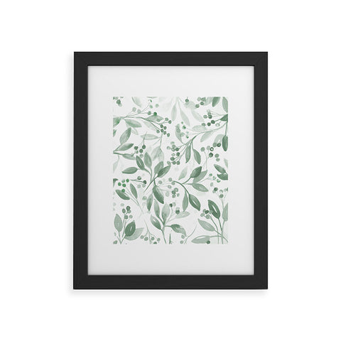 Laura Trevey Berries and Leaves Mint Framed Art Print