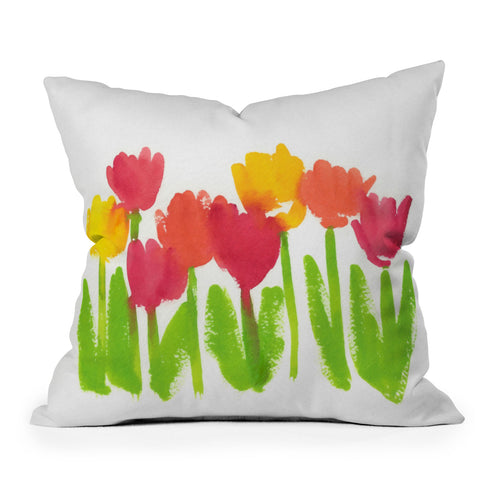 Laura Trevey Bright Tulips Outdoor Throw Pillow