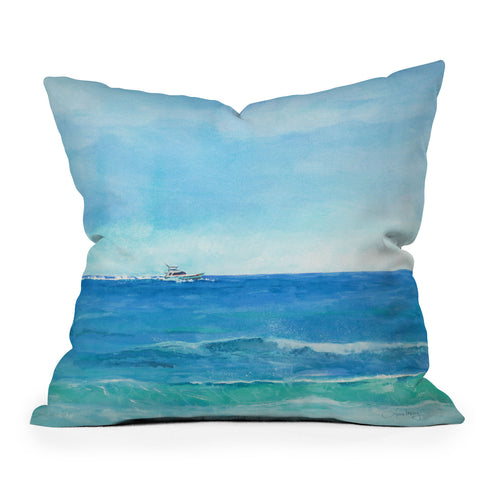 Laura Trevey Ocean Blue Seascape Outdoor Throw Pillow