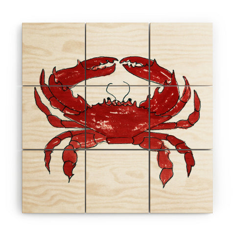 Laura Trevey Red Crab Wood Wall Mural