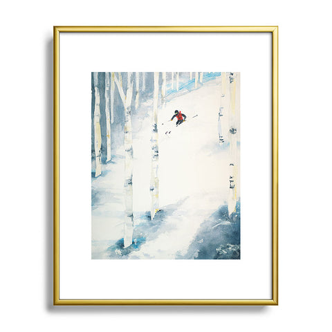 Laura Trevey Snow Skiing Metal Framed Art Print