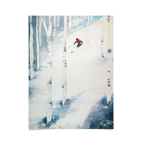 Laura Trevey Snow Skiing Poster