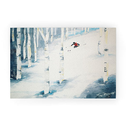 Laura Trevey Snow Skiing Welcome Mat