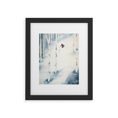 Laura Trevey Snow Skiing Framed Art Print
